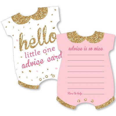 Big Dot Of Happiness Hello Little One - Pink And Gold - Baby Bodysuit Wish  Card Girl Baby Shower Activities - Shaped Advice Cards Game - Set Of 20 :  Target