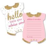 Big Dot of Happiness Hello Little One - Pink and Gold - Baby Bodysuit Wish Card Girl Baby Shower Activities - Shaped Advice Cards Game - Set of 20