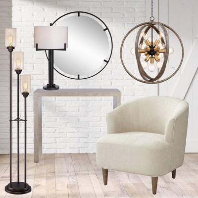 Starbird Round Black Metal Openwork Wall Mirror 34"