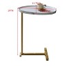 Kings Brand Furniture – Modern C Shaped Side Table, Small Marble Look End Table, Sofa Side Table, Couch Laptop Stand, Accent Table for Living Room - 3 of 4