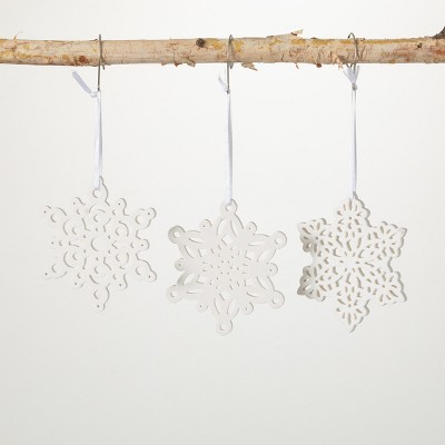 Ceramic Snowflake Ornament White 6.5