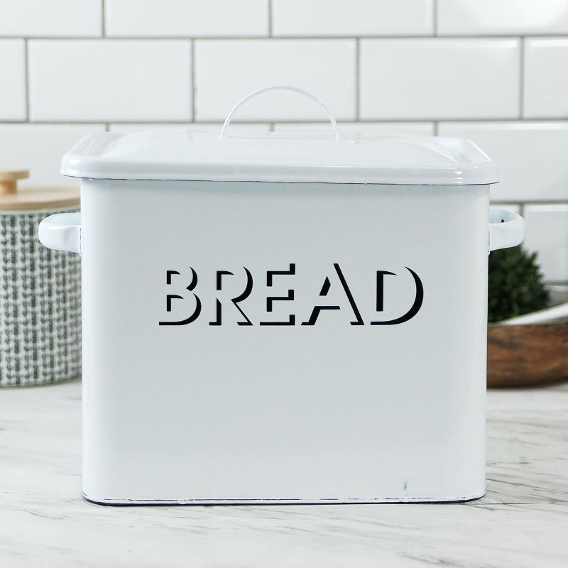 VIP Metal 14 in. White Square Labeled Bread Box, 3 of 6