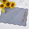 Saro Lifestyle Scallop Border Placemat (Set of 4), 13"x19", Blue - 4 of 4