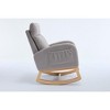 Gulches Light Gray Teddy Fabric Nursery Rocking Chair, Adjustable Footstool & Thickened Headrest, Solid Wood Base with Pocket (250 lbs Capacity) - 3 of 4