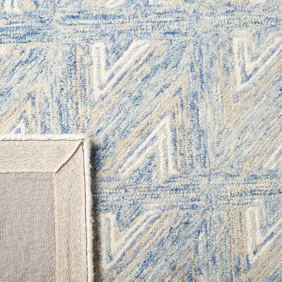 Handmade Blue and Beige Wool Abstract 8' x 10' Area Rug