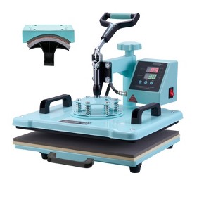 VEVOR Heat Press Machine, 12 x 15 inch, 2 in 1 Heat Transfer Machine with Hat Press, 360° Swing Away T-Shirt Pressing Machine, Green - 1 of 4