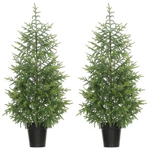 Racxily 2-Piece Christmas Tree Set, 4ft Norfolk Pine Artificial Tree with 133 Tips & Pot Base - 1 of 4