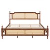 Whisen Queen Size Pine Wood Bed with Rattan Headboard - Central Support Platform & Underbed Storage, Vintage Design - 4 of 4