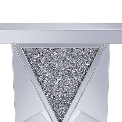 47" Mirrored Wood Console Table with Faux Diamonds