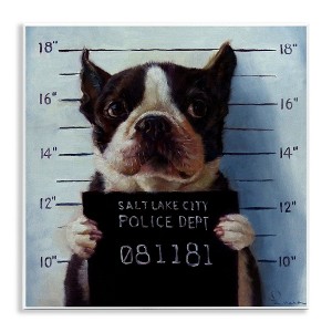 Stupell Industries Boston Terrier Jail Convicted Mugshot, 12" x 12" - 1 of 4