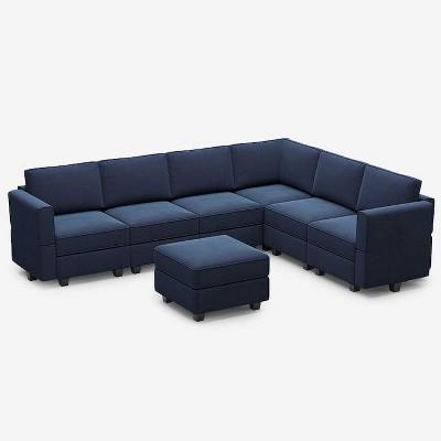 Belffin Modular Velvet Corner Sofa with Storage Seat and Ottoman (6 Seats + 9 Sides)