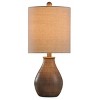 Table Lamp Brown Finish White Hardback Fabric Shade - StyleCraft: No Assembly, Polyresin Body, Drum Shade - 2 of 4
