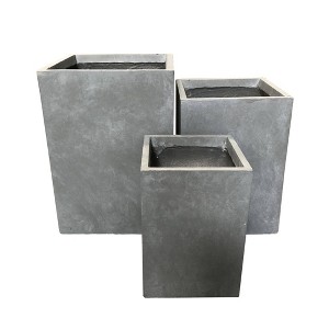 Set of 3 Kante Lightweight Modern Square Outdoor Planters Slate Gray - Rosemead Home & Garden, Inc. - 1 of 4