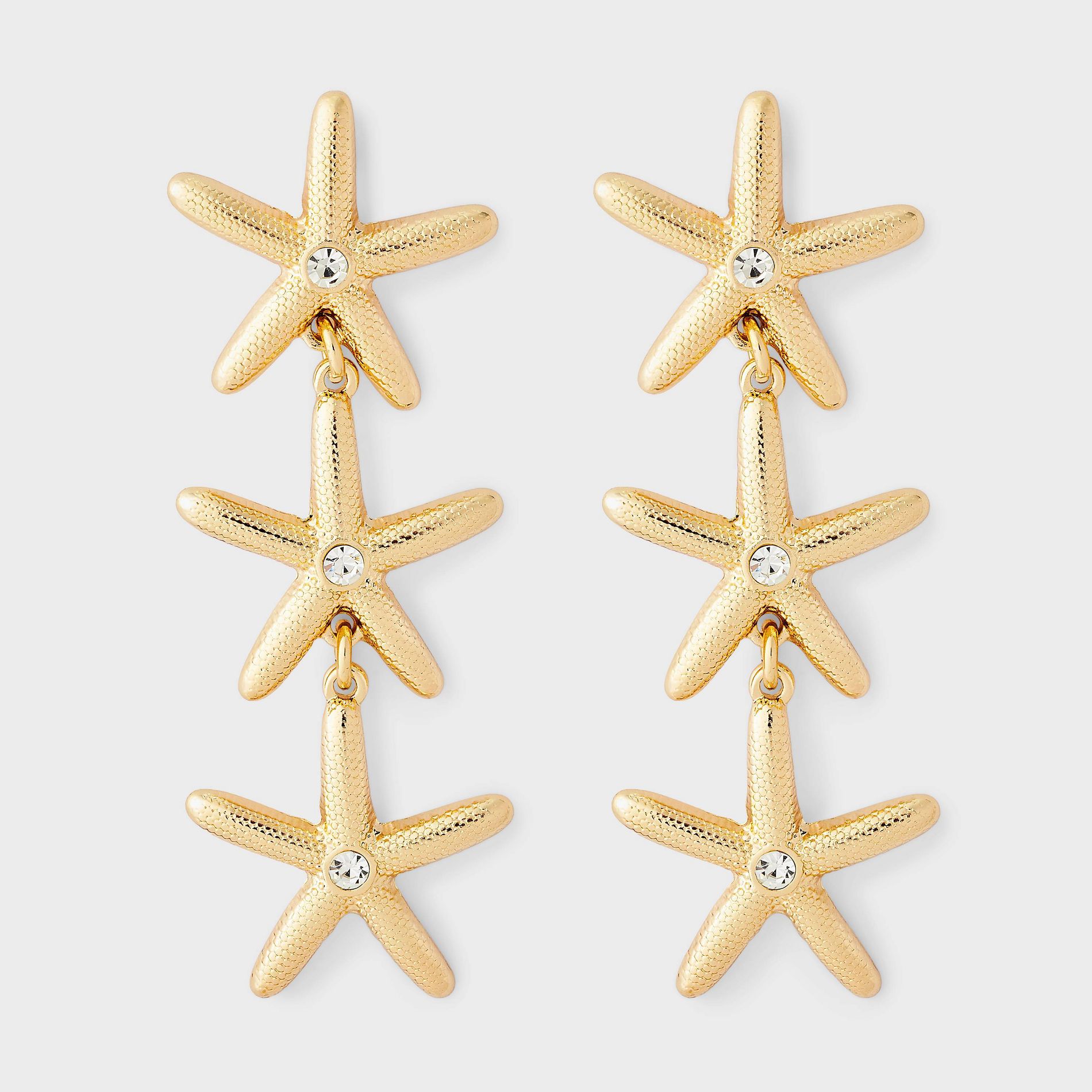 Textured Starfish Triple Drop Earring - A New Day™ Gold
