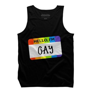 Adult Design By Humans Hello I'm Name Tag Rainbow Pride By MINHMINH Tank Top - 1 of 2