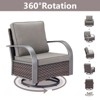 POCASSY Outdoor Swivel Glider Chairs, Patio Wicker Swivel Rocking Chairs with Powder-Coated Steel Armrest - 3 of 4