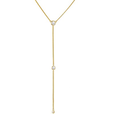 Molenia Gold Long Necklace for Women Trendy, Y Necklace Dainty 14K Gold Plated Drop Dangle Chain CZ Necklace, Simple Jewelry Gifts for Her Mom Women