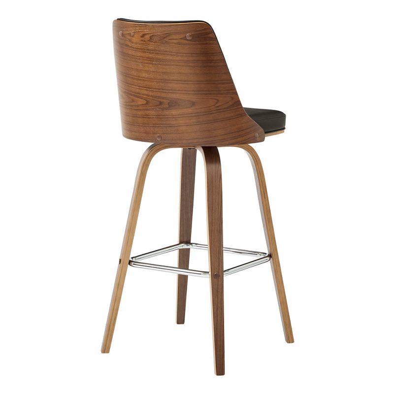 30" Nolte Swivel Counter Height Barstool with Faux Leather Walnut Finish Frame - Armen Living, 5 of 12
