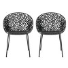 Set of 2 Outdoor Dining Chairs, Plastic Frame Patio Chairs with Diamond Cutout Design for Garden or Balcony-Maison Boucle - 2 of 4