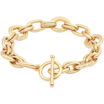 18k Gold Plated Personalized Chunky Cuban Oval Link Chain Bracelets for Men Toggle Rope Bracelet Jewelry for Women