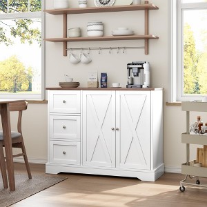 Buffet Cabinet With Storage – Modern Farmhouse Sideboard With Barn Doors - 1 of 4