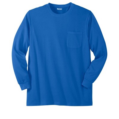 KingSize Men's Big & Tall Shrink-Less Lightweight Long-Sleeve Crewneck Pocket T-Shirt