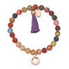 Chisel Stainless Steel Rose IP-plated Clover 6mm Multi Color Agate Beaded Stretch Bracelet with Tassel - 3 of 4