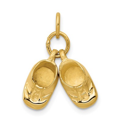 Black Bow Jewelry 14k Yellow Gold Polished Baby Shoes Charm or Pendant, 15mm