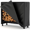 Large Firewood Rack Outdoor with Cover,Heavy Duty Metal Wood Rack with Zipper, Black Waterproof Oxford Fabric,for Indoor & Outdoor - 2 of 4