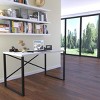 INFURNIC Desks Small Writing Desk with Black Metal Frame and Wooden Top for Modern Teen Bedroom,Sturdy and Durable, Black, 23"*35"*28" - 3 of 4