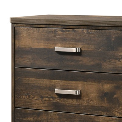 Elettra 5-Drawer Chest in Rustic Walnut with Sleek Rectangular Pulls