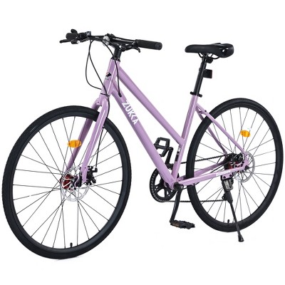 7 Speed Hybrid Bike, Carbon Steel Frame, Dual Disc Brake, 700C Wheel Road Bike Men Women, Easy To Assemble, Racing Bike With Aluminum Rims, TEC Chain