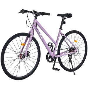 7 Speed Hybrid Bike, Carbon Steel Frame, Dual Disc Brake, 700C Wheel Road Bike Men Women, Easy To Assemble, Racing Bike With Aluminum Rims, TEC Chain - 1 of 4