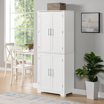 KTMBDW 67" Tall Bathroom Storage Cabinet, Freestanding Floor Cabinet with 4 Door and Shelves for Bathroom, Living Room, Dining Room, Office, White