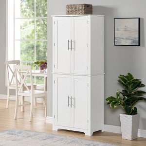 DOMETOUR Bathroom Storage Cabinets with Doors and Open Shelves, Freestanding Cupboards for Living Room or Home Office - 1 of 4