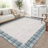 Plaid Print  Powder Blue Area Rug,  Machine Washable Rug, Non-Slip Low Pile Carpet for Living Room, Bedroom, Dining Room, Home Office - 2 of 4