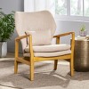 Mid-Century Modern Accent Chair with Armrest and Wood Legs, Upholstered Armchair for Living Room or Bedroom - Maison Boucle‎ - 3 of 4