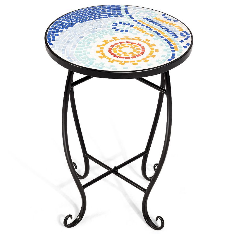 Tangkula Outdoor Plant Stand Top Round Accent Steel Table Garden, 3 of 9