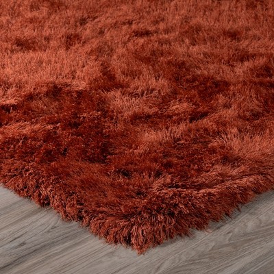 Paprika Red Tufted Synthetic Shag Rug 8' x 10'