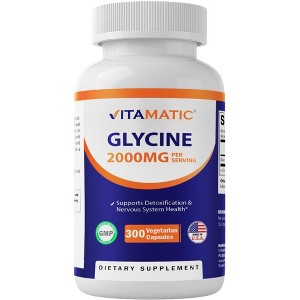 Glycine Supplement 2000mg Per Serving - 300 Vegetarian Capsules - 1 of 4