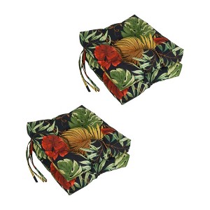 Blazing Needles, 16-inch Spun Polyester Patterned Outdoor Square Tufted Chair Cushions (Set of 4) - 1 of 2