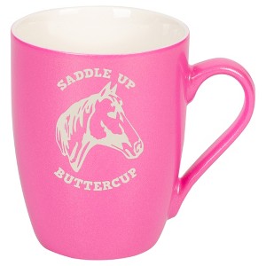 100 North Horse 10 Ounce Pink Metallic Finish, Comfortably Fits Your Hands, New Bone China Coffee Tea Cup Mug, Saddle Up Buttercup - 1 of 1