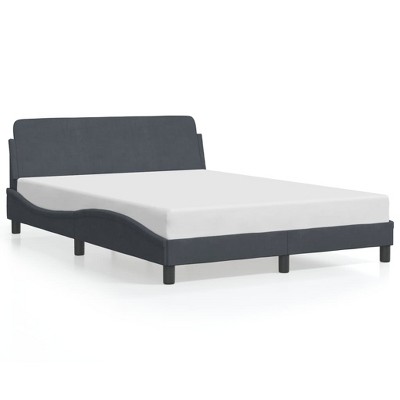 vidaXL Bed Frame with Headboard Dark Gray 53.9 in.x74.8 in. Full Velvet