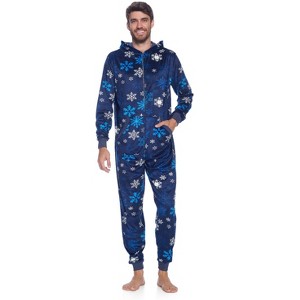 Ashford & Brooks Men's Adult Mink Fleece Hooded One-Piece Union Suit Pajamas - 1 of 4