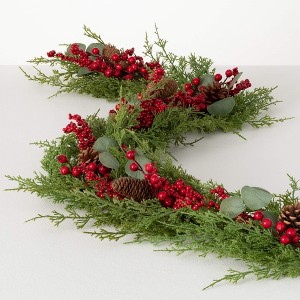 5'L Sullivans Cedar Berry Garland, Green Christmas Garland - 1 of 2