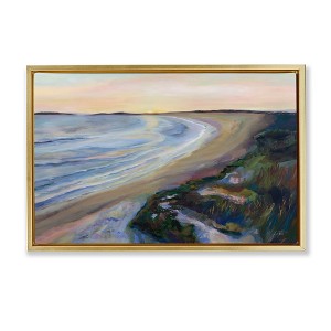 Stupell Industries Morning Stroll Shore Floating Frame Canvas Art - 1 of 4