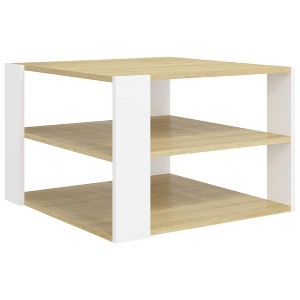 vidaXL Coffee Table Sonoma Oak and White Engineered Wood Square Modern - 1 of 4