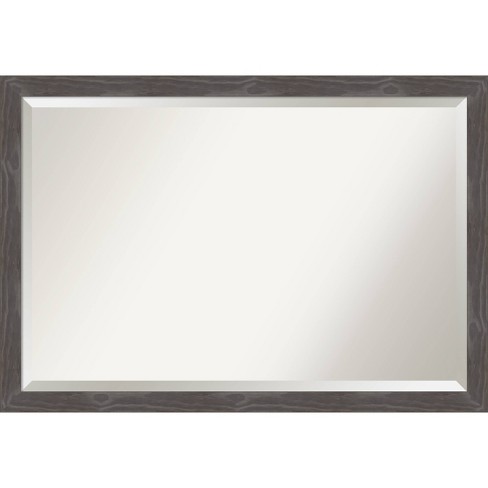 39" x 27" Beveled Woodridge Rustic Gray Wood Wall Mirror - Amanti Art - image 1 of 4