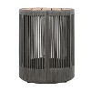 Kumasinova 18.2" Outdoor Rattan Rope Cylindrical Side Table,Acacia Wood Tabletop Patio End Table for Balcony&Garden,Versatile Sofa Side Table,Beige - 3 of 4