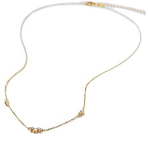 Hollywood Sensation Seraphima Elegant Necklace with Seven Round Cut Cubic Zirconia Stones 16 Inches Gold - 1 of 3